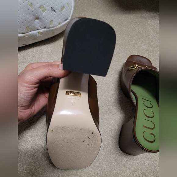 Gucci Horsebit Platform Brown Leather Sandals - Picture 8 of 9